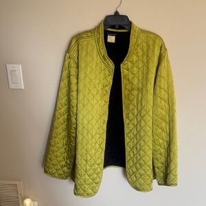 Women's Quilted Open-Front Puffer Jacket in Lime Green